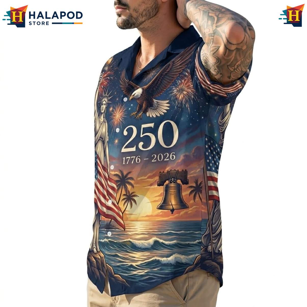 4th Of July Short-sleeve button-up shirt Mens Short Sleeve Button Down Independence Day