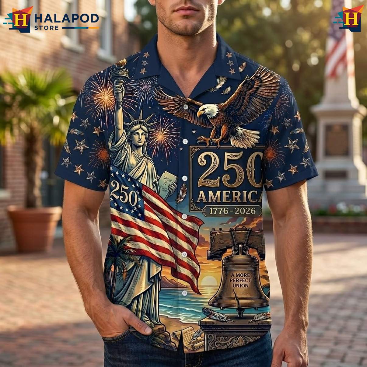 4th Of July Independence Day Short-sleeve button-up shirt Short Sleeve Button Down Tops