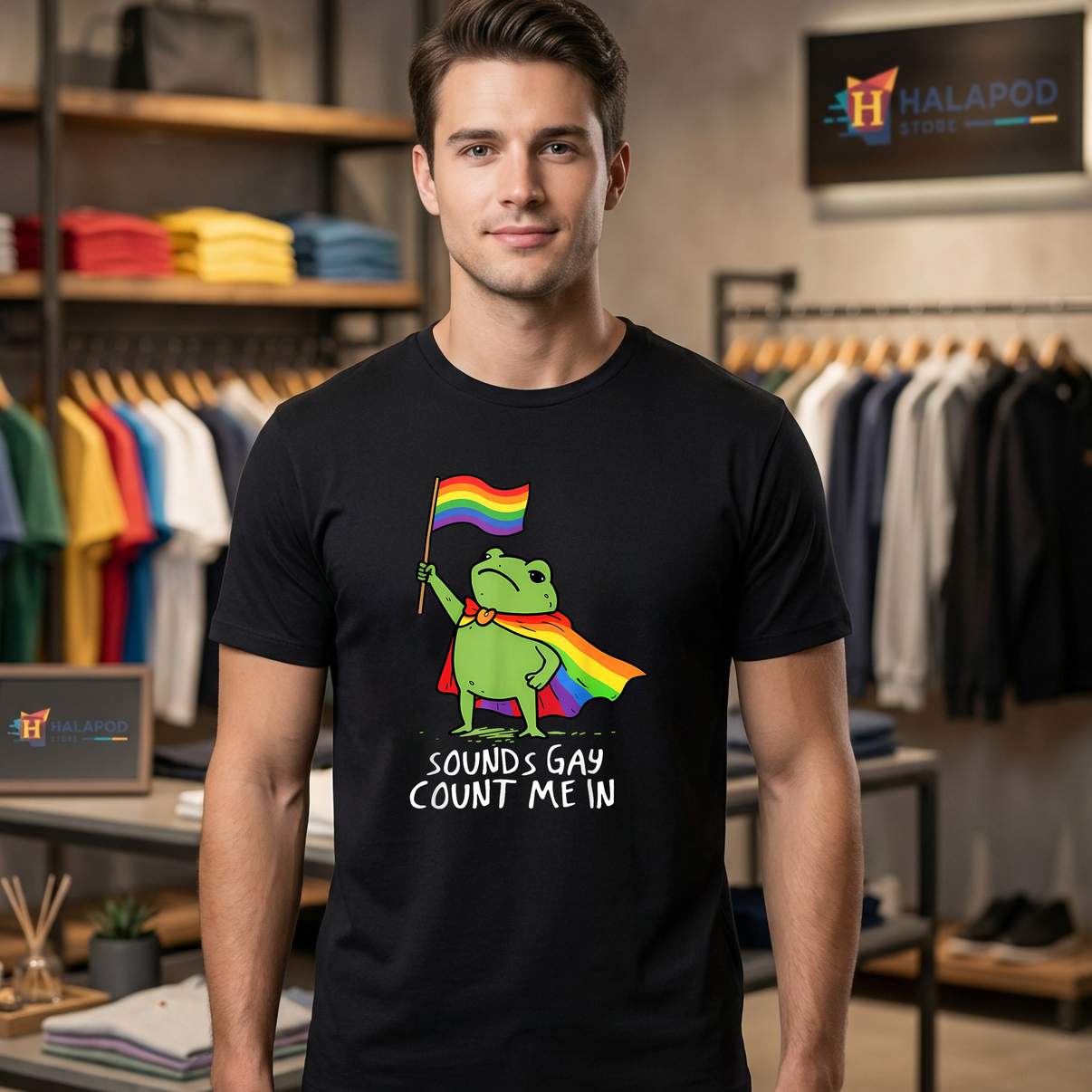 Ally Gay Lesbian Pride Tee Shirt Funny Memes Frog Rainbow Flag LGBTQ Graphic Men