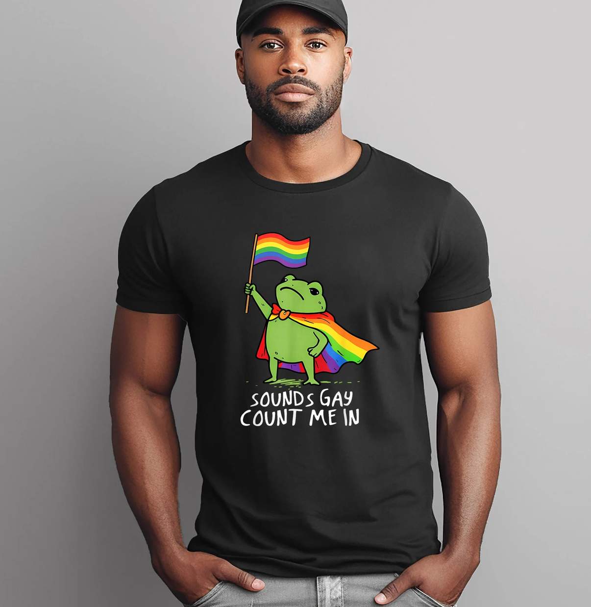 Ally Gay Lesbian Pride TShirt Funny Memes Frog Rainbow Flag LGBTQ Graphic Men