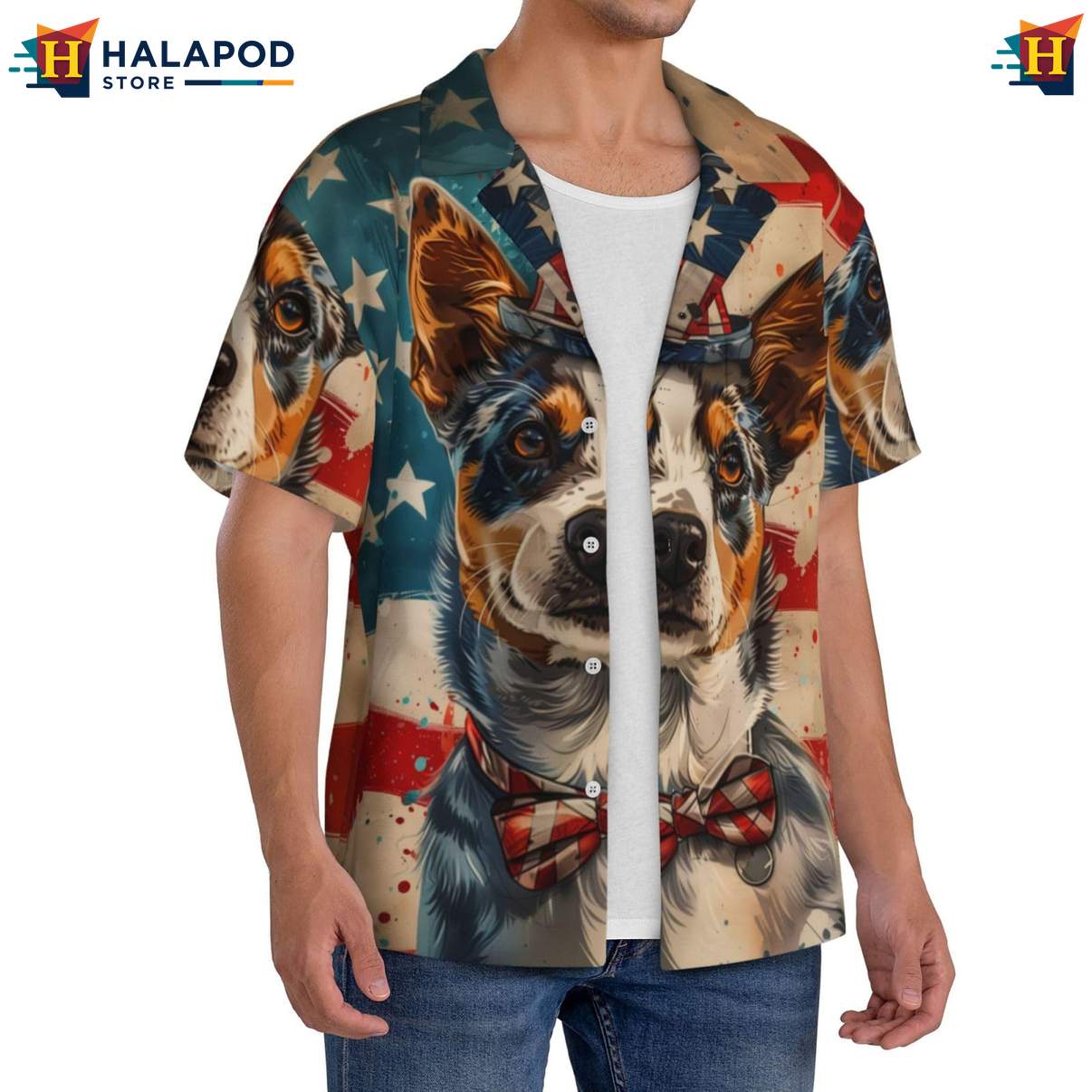 Australian Cattle Dog Short-sleeve button-up shirt Mens Pattern Summer Beach Button Down