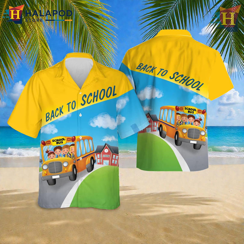 Back to School Bus Driver Beach Hawaiian Shirt with Fun Summertime Energy