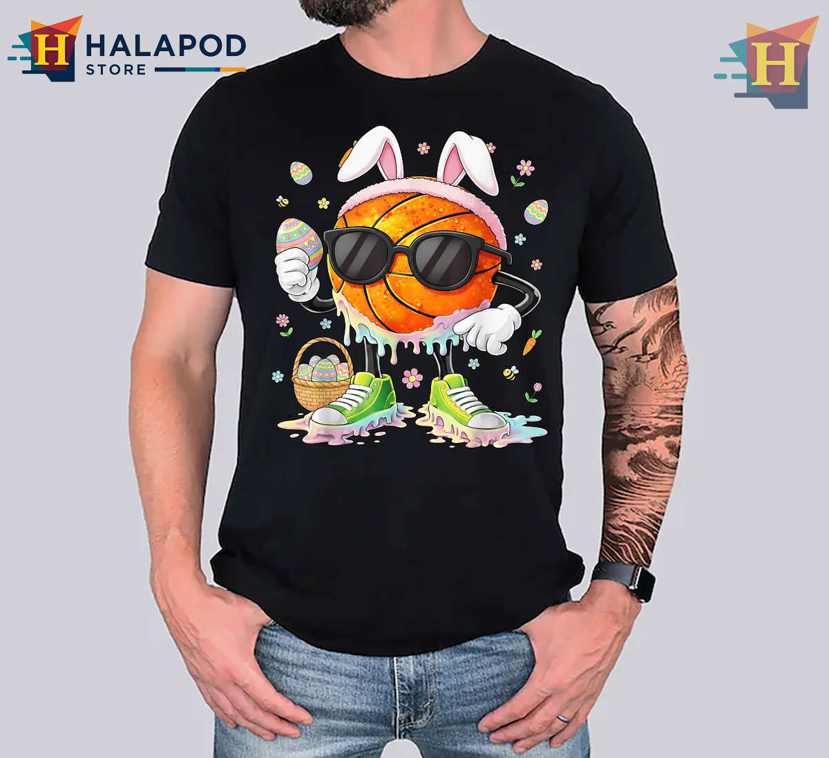 Basketball Bunny Graphic Funny Easter Shirts For Men And Boys