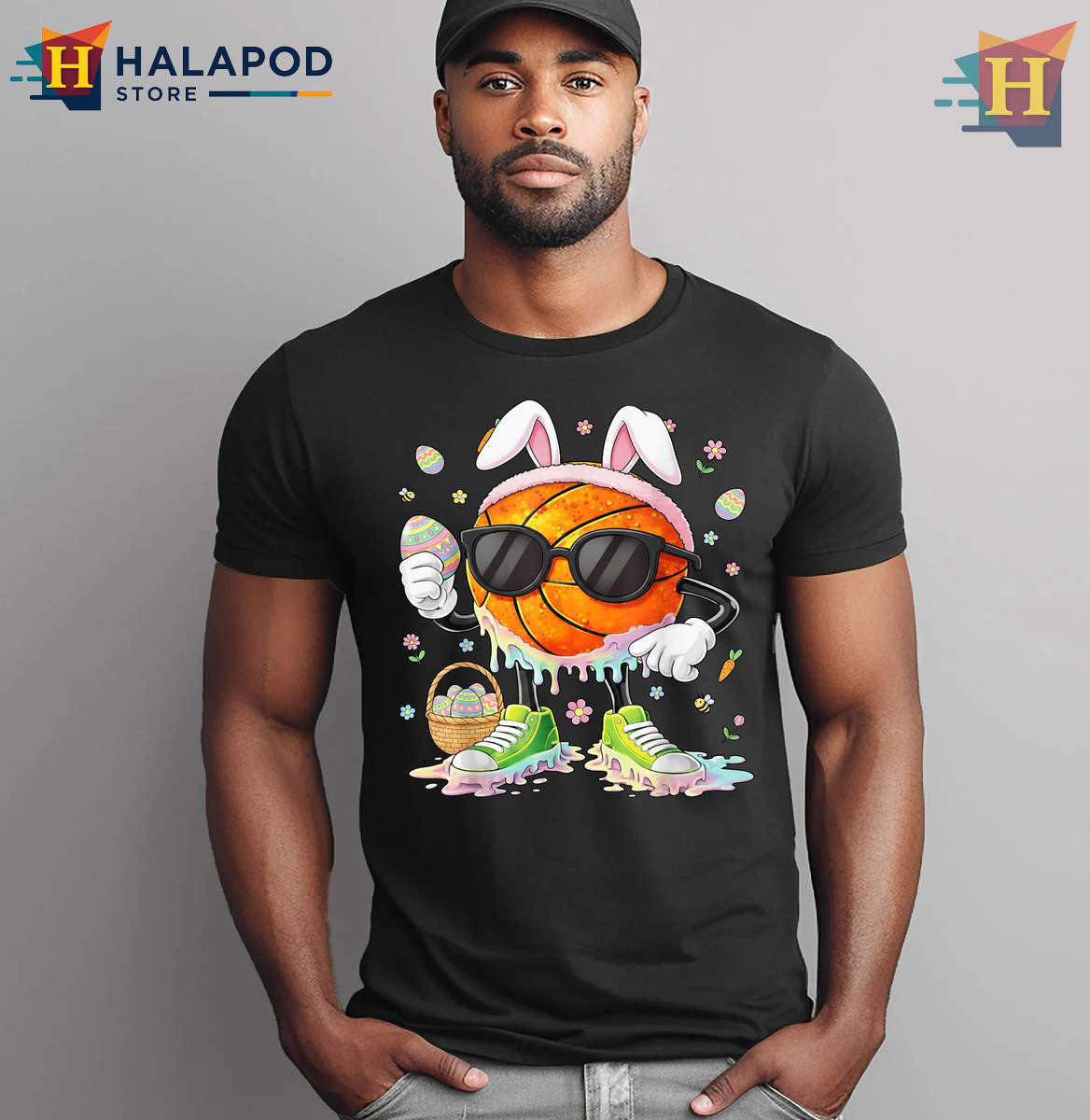 Basketball Bunny Graphic Funny Easter Shirts For Men And Boys
