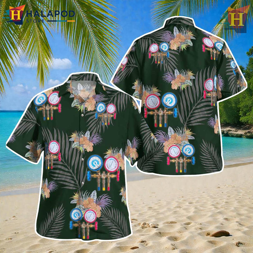 Beach Hawaiian Shirt for HVAC Techs Featuring Awesome and Fun Work-Themed Art