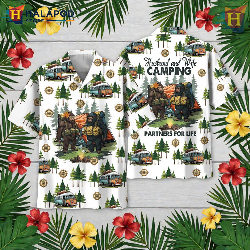 Bigfoot Camping Partners Family Aloha Wear for Outdoor Lovers on Summer Trips