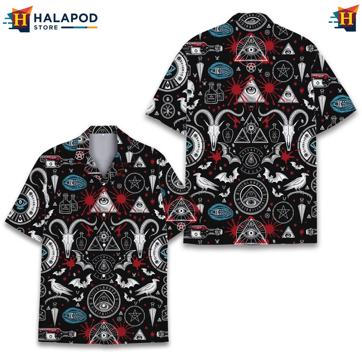 Black Gothic Funny Tropical Shirt Alien UFO Short Sleeve Button Down Tops