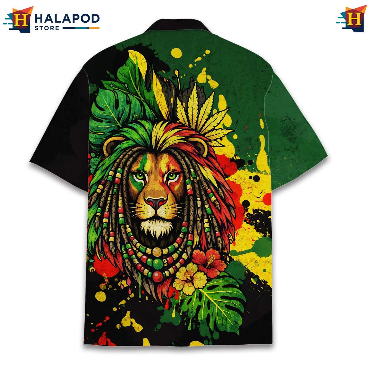 Bold Lion Aloha TShirt, Vibrant Summer Shirt With Tropical Design For Beach Lovers