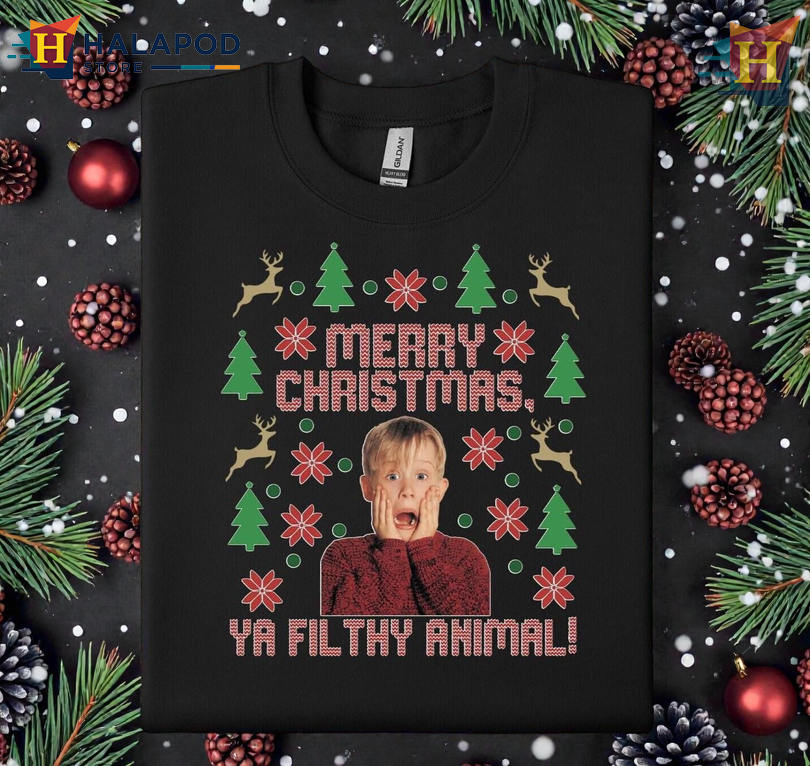 Christmas Shirt Ideas For Family Merry Christmas Ya Filthy Animal Retro Tee