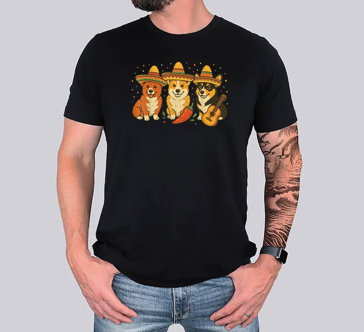 Cinco De Mayo Corgi Dog Meme T-Shirt Funny Mexican Fiesta Graphic For Mens