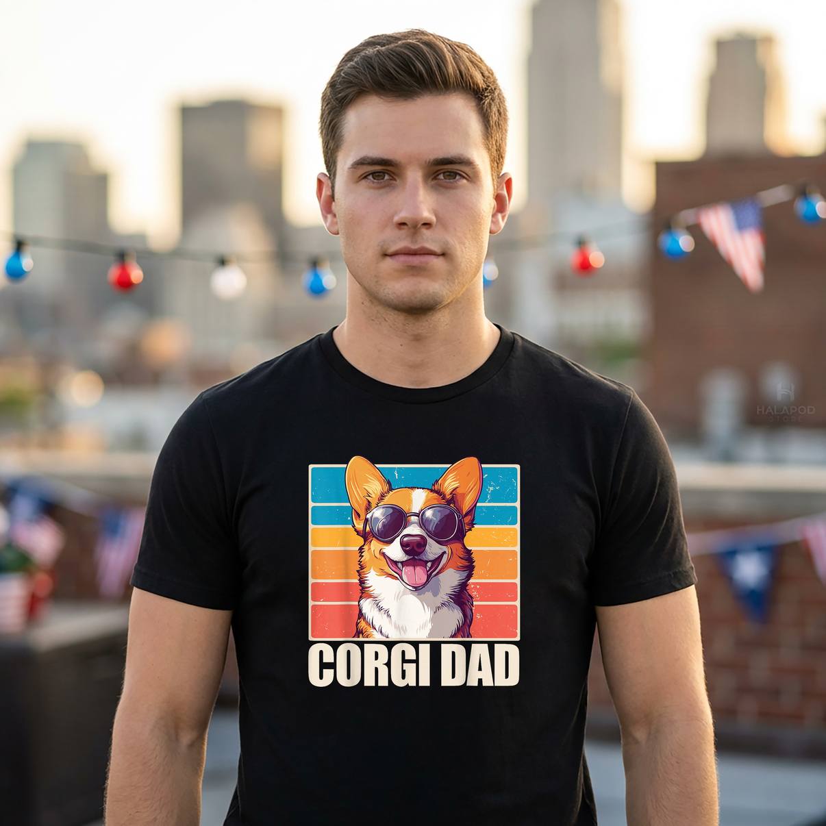 Classic Corgi Dad Funny Meme Tee Shirt Black Dog Lover Graphic Apparel Mens