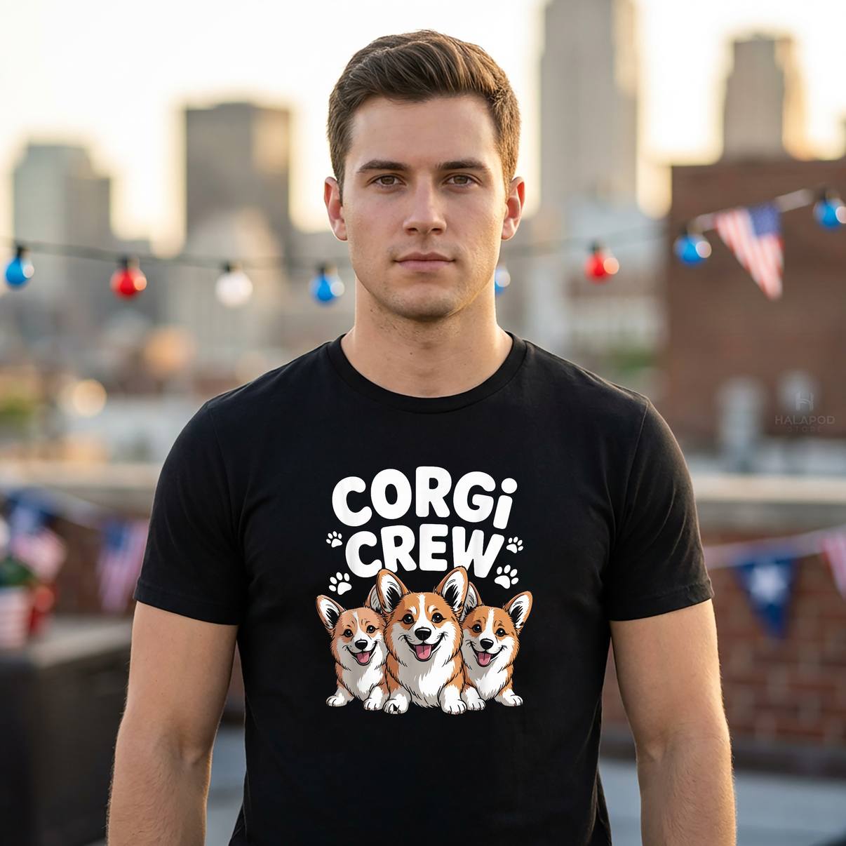 Corgi Crew Cute Cartoon Fan Shirt Funny Dog Owners Pet Graphic For Mens