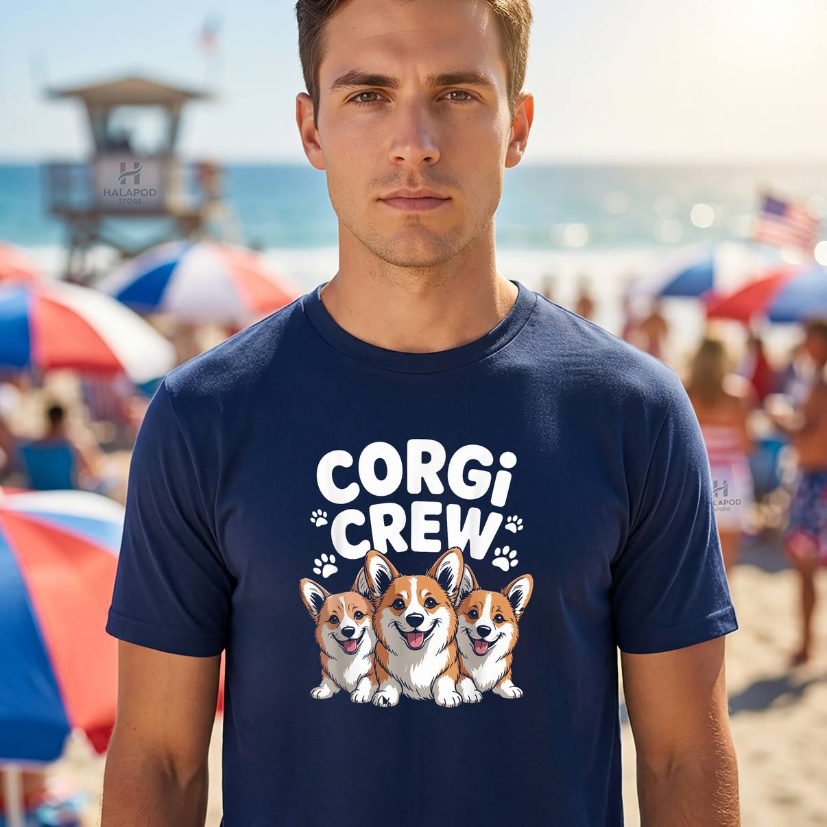 Corgi Crew Cute Cartoon Fan Tee Shirt Funny Dog Owners Pet Graphic For Mens
