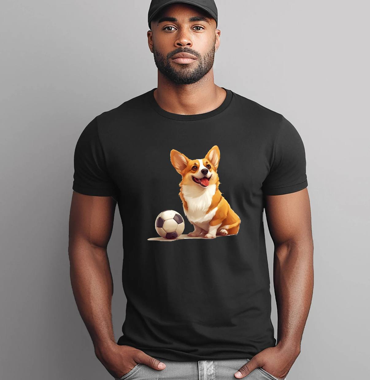 Corgi Dog Soccer Ball Sports Shirt Team Animal Fan Graphic Apparel Mens