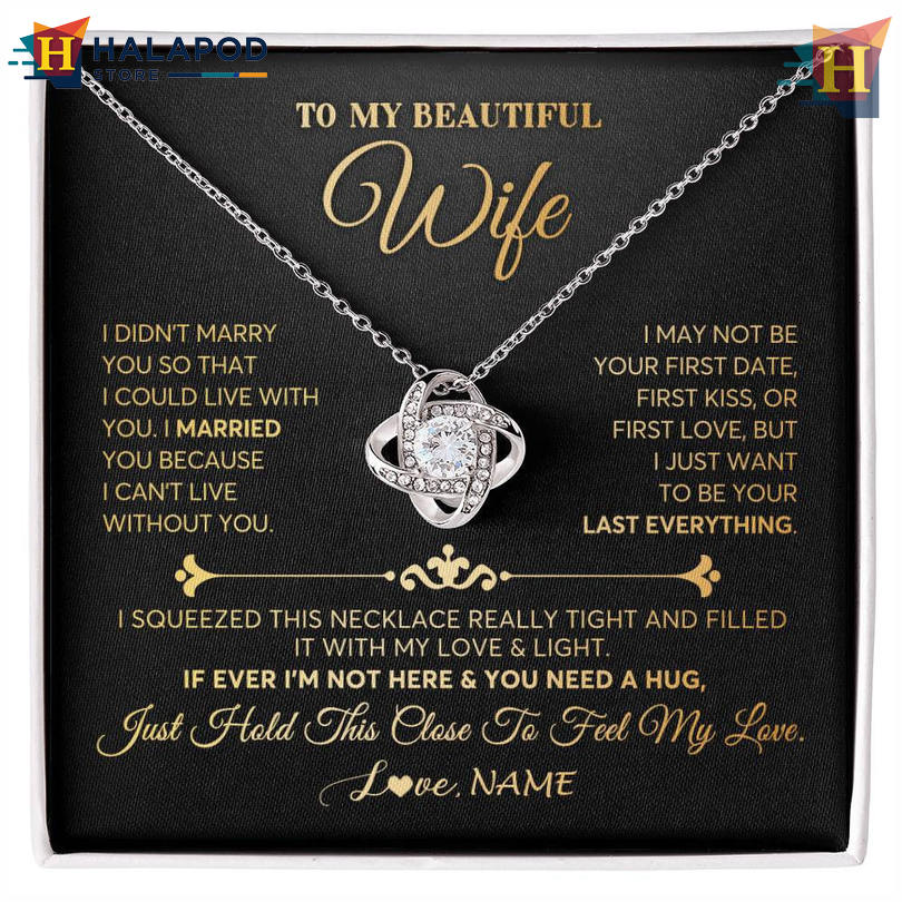 Custom Name To My Beautiful Wife Necklace Valentines Card Message Feel My Love Soulmate