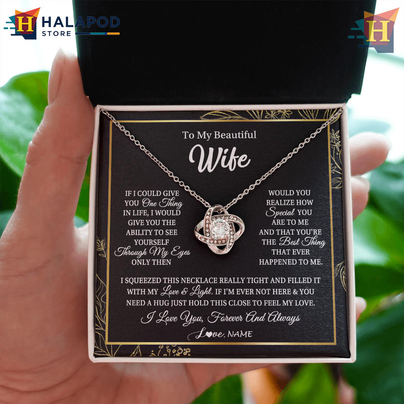 Custom Name To My Beautiful Wife Necklace Valentine's Day Card Messages Feel My Love Always