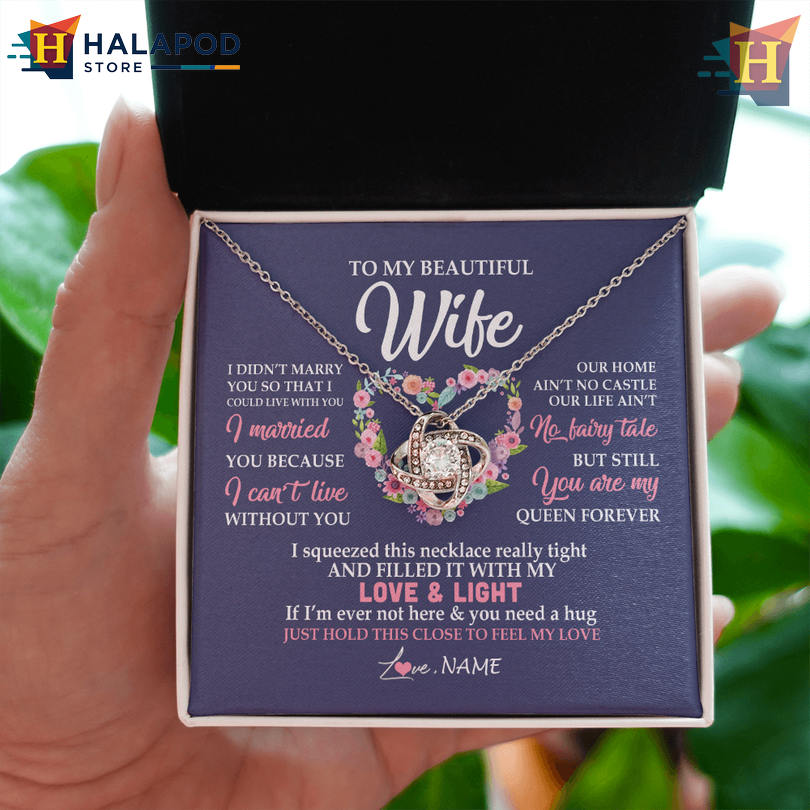 Custom Name To My Beautiful Wife Necklace Valentines Day Card Messages Feel My Love Forever