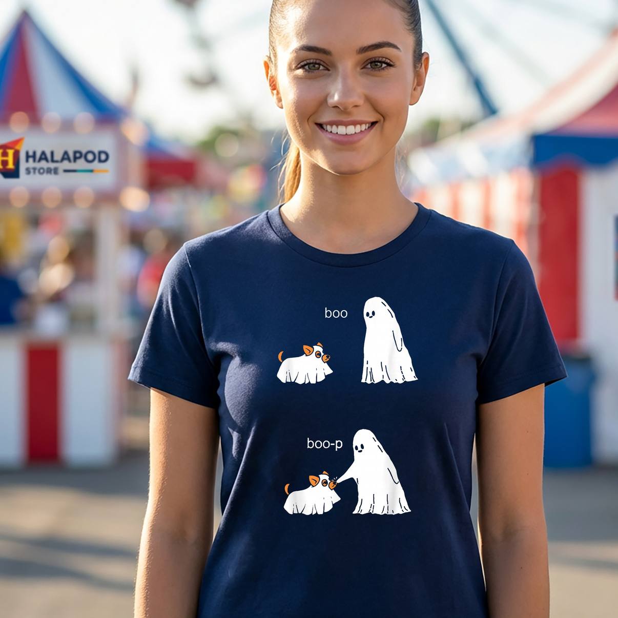 Cute Ghost Dog Corgi Halloween Tee Shirt Boo Boop Funny Graphic Apparel Mens
