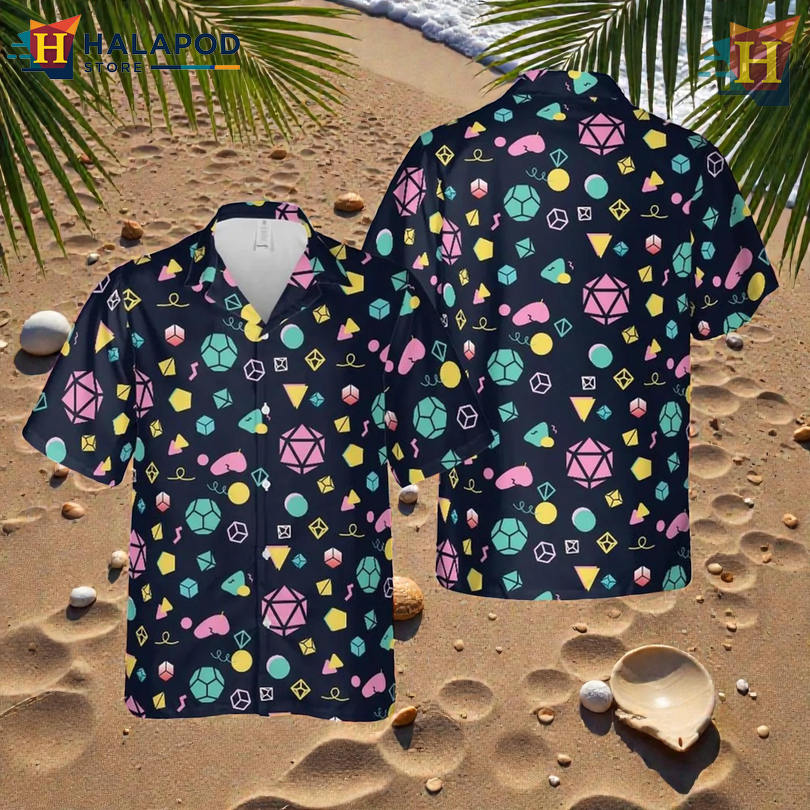 DnD Dungeon Graphic Tropical Hawaiian Shirt with Epic Adventure-Themed Design