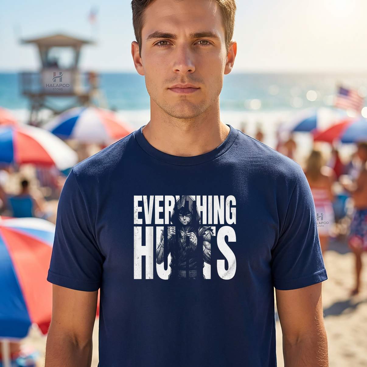 Everything Hurts Anime Gym Tee Shirt Funny Weight Lifting Graphic For Men