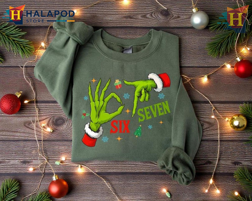 Family Christmas Shirt Funny Meme 67 Grinch Hand Hoodie Trending Holiday Gift