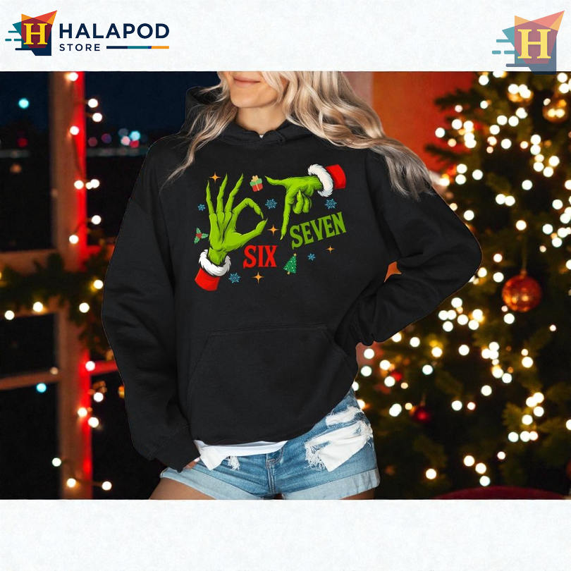 Family Christmas Shirt Funny Meme 67 Grinch Hand Hoodie Trending Holiday Gift