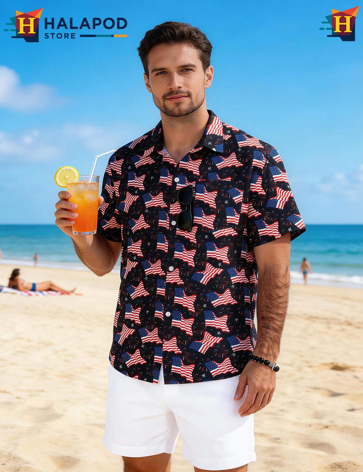 Flag Fireworks Tropical Tropical Shirt Casual Funny Short Sleeve Clothing
