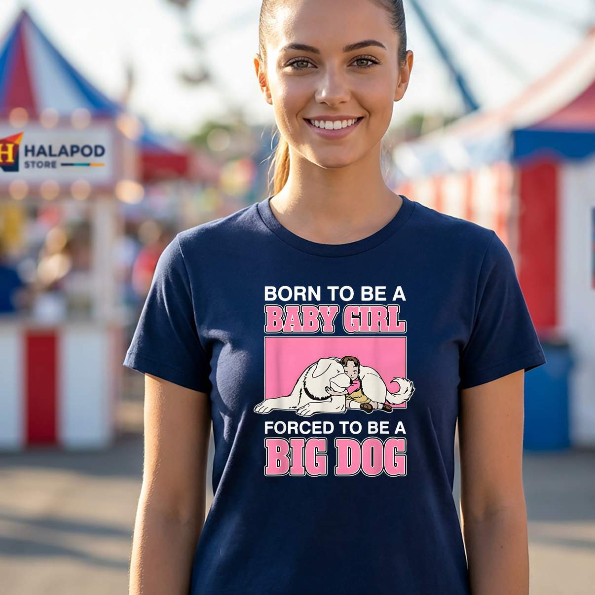 Forced To Be A Big Dog Meme T-Shirt Born To Be Baby Girl Graphic For Men
