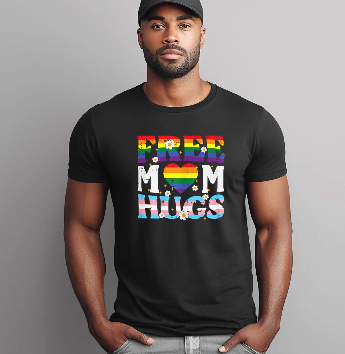 Free Mom Hugs Gay Pride Shirt Month LGBTQ Ally Trans Funny Graphic For Womens