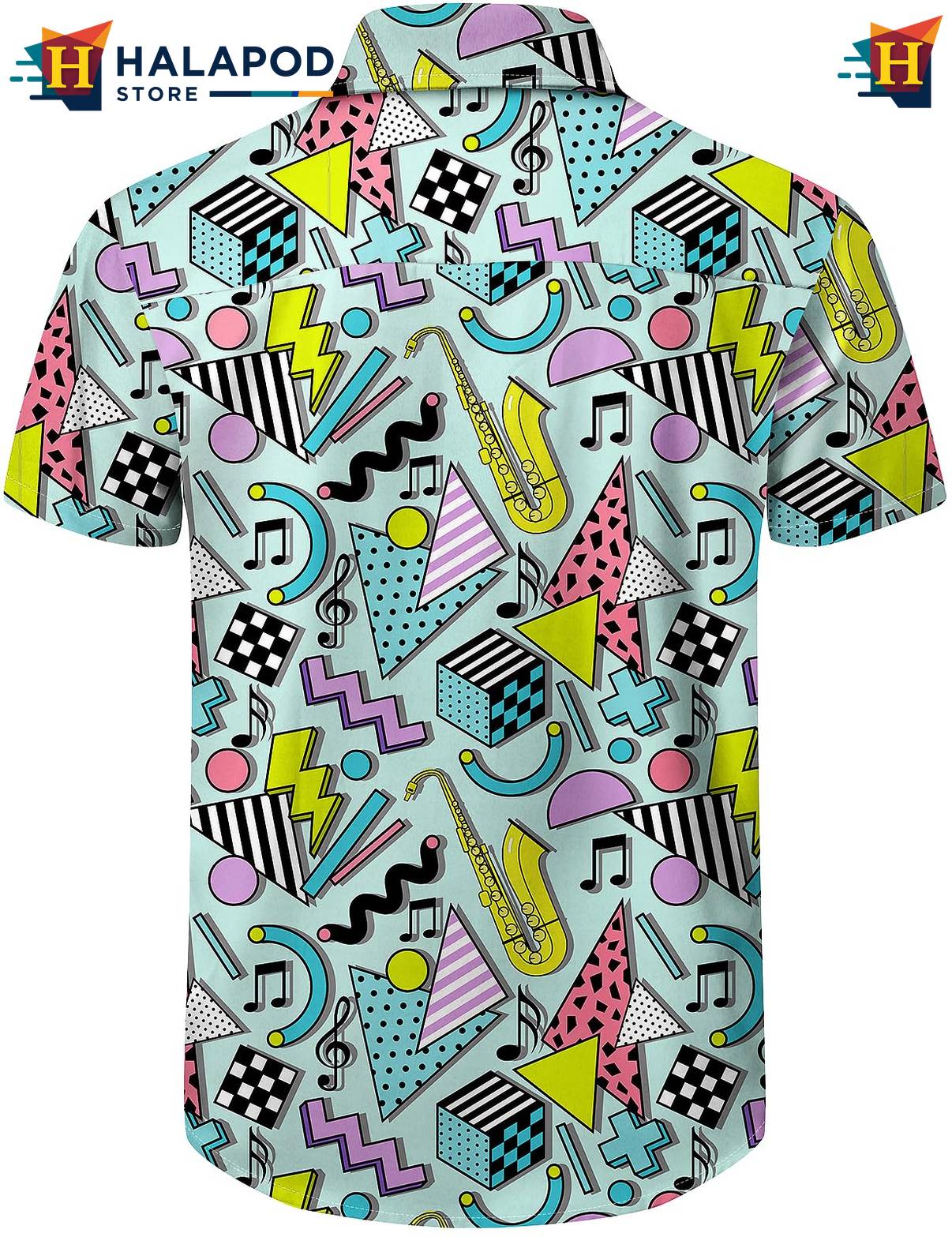 Freshgreen Geometric Aloha Shirt Mens Tropical Beach Button Down Apparel