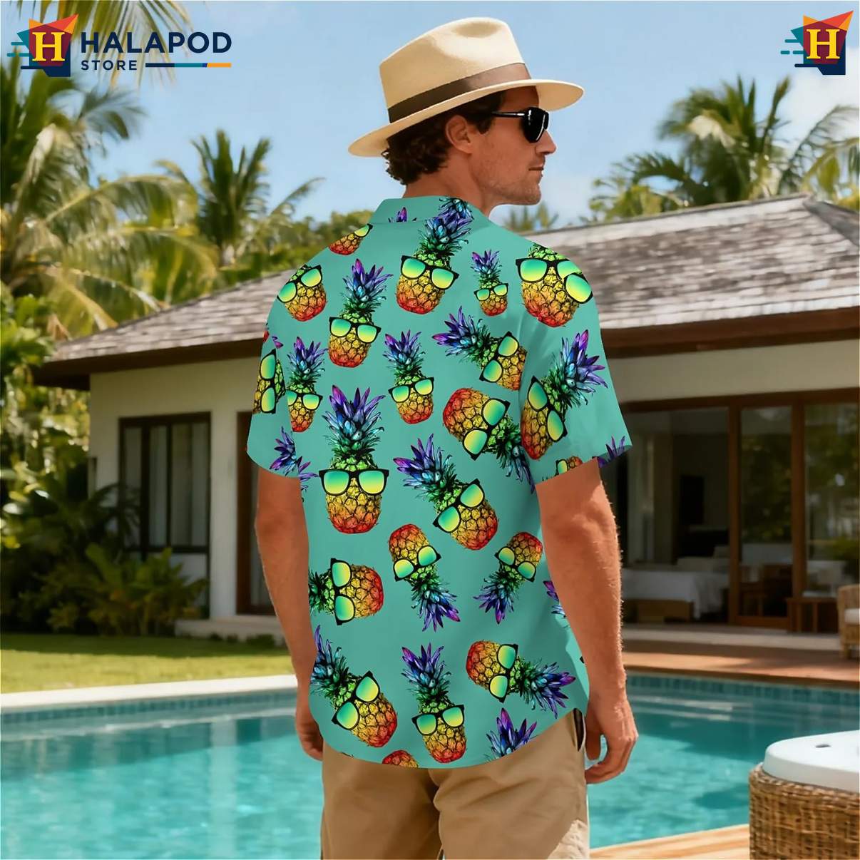 Fun Pineapple Sunglasses Print T-Shirt Tropical Hawaiian Short Sleeve Tops