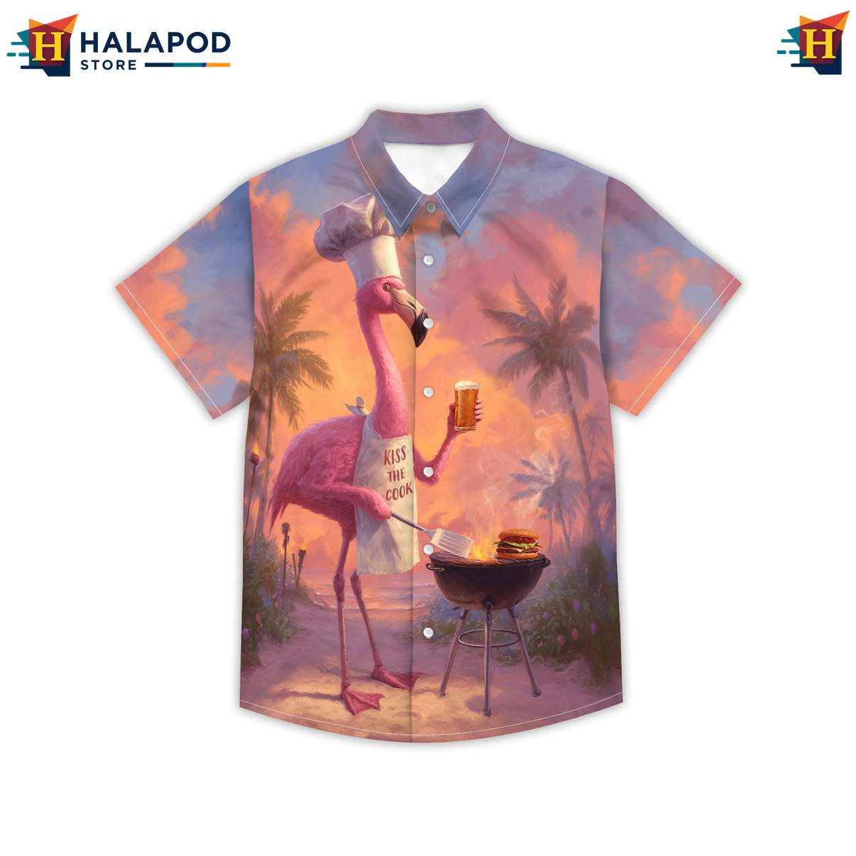 Funny Chef Mens Retro Aloha Short-sleeve button-up shirt Graphic Summer Vacation Outfit