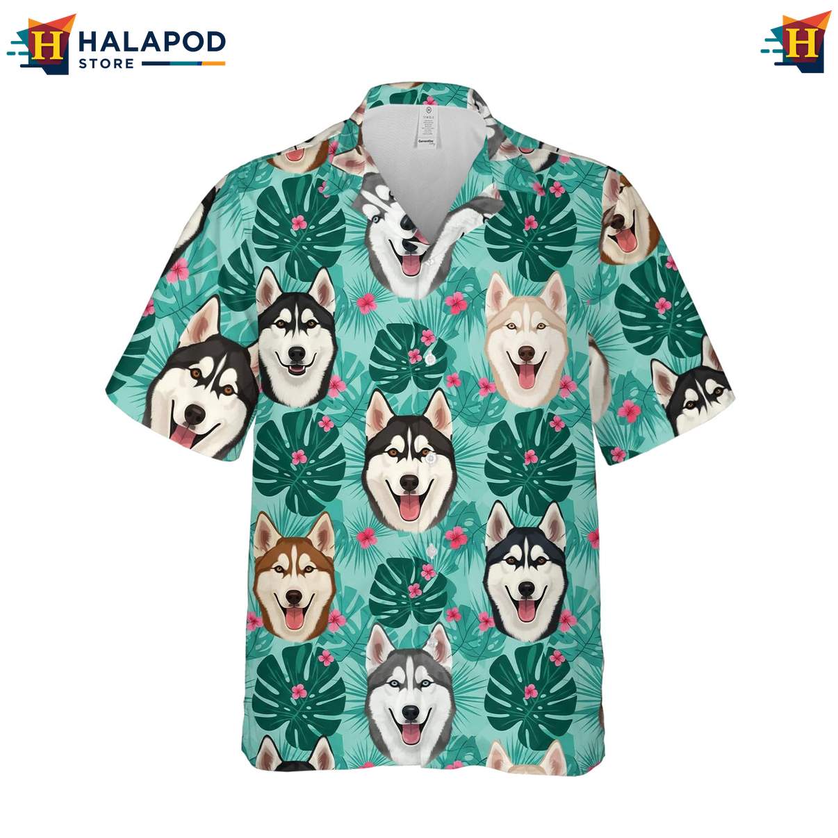Funny Husky Dog Hawaiian Shirt Mens Short Sleeve Button Down Beach Clothing
