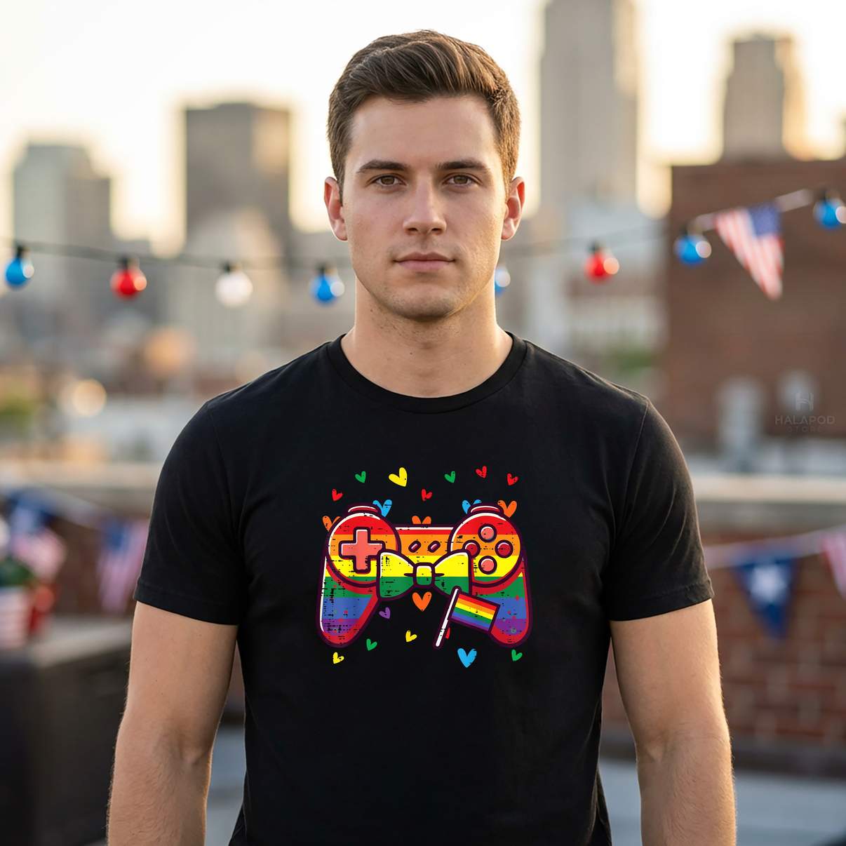Gamer LGBTQ Ally Rainbow T-Shirt Gay Pride Month Boys Kids Teen Graphic For Men