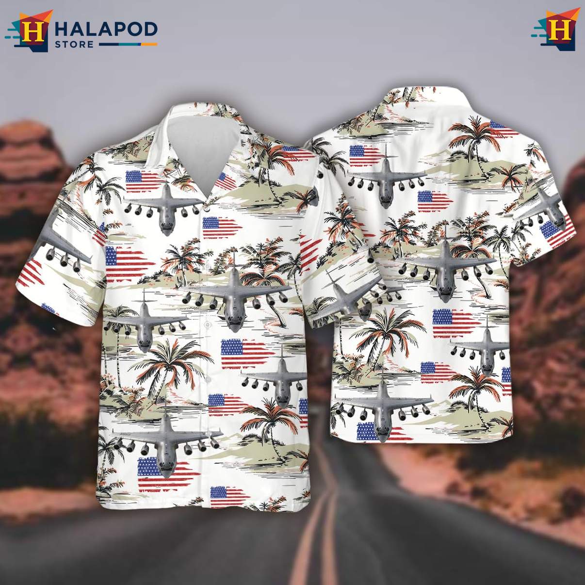 Hawaiian Military Airplane Shirt Mens Veteran Linen Button Down Beach Wear