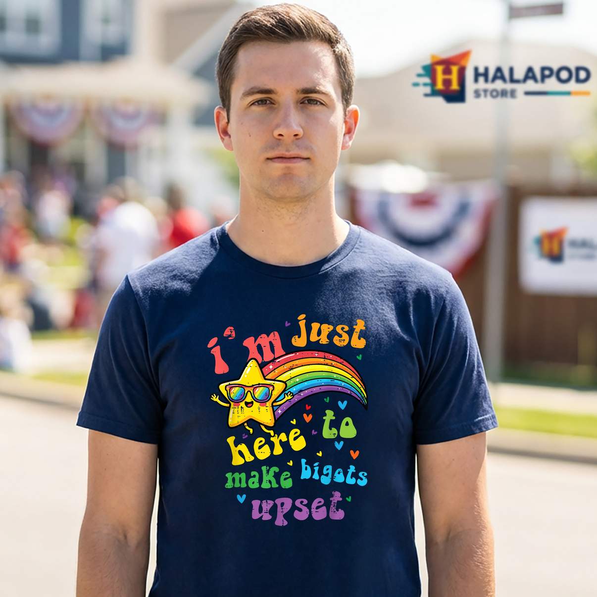 Here To Make Bigots Upset TShirt Funny Gay Pride LGBTQ Meme Graphic For Womens
