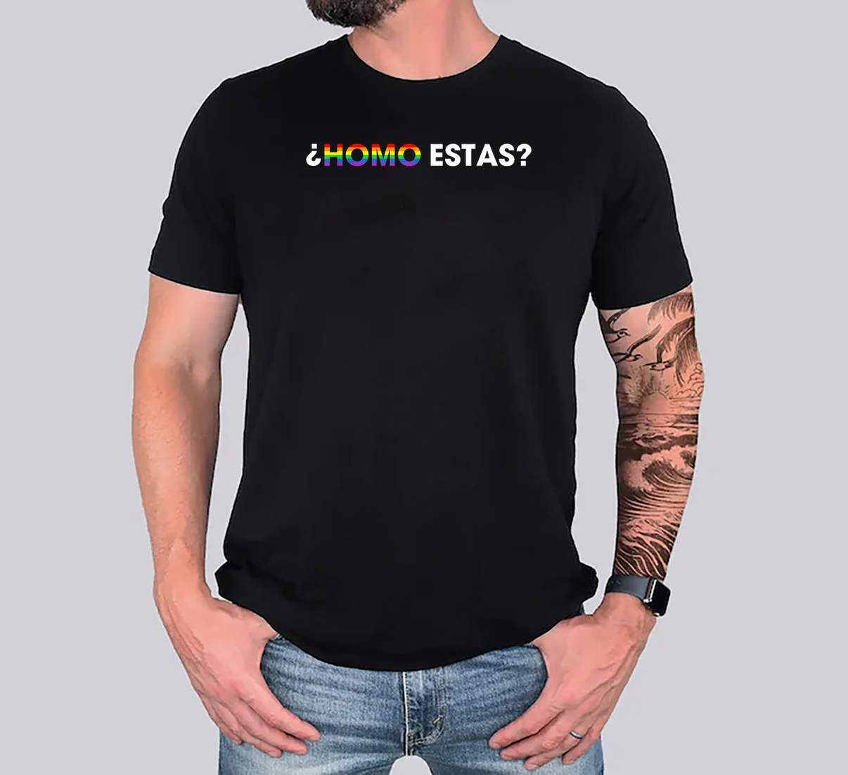 Homo Estas Spanish Mexican Tee Shirt Funny Gay Pride Ally LGBTQ Month Graphic Men