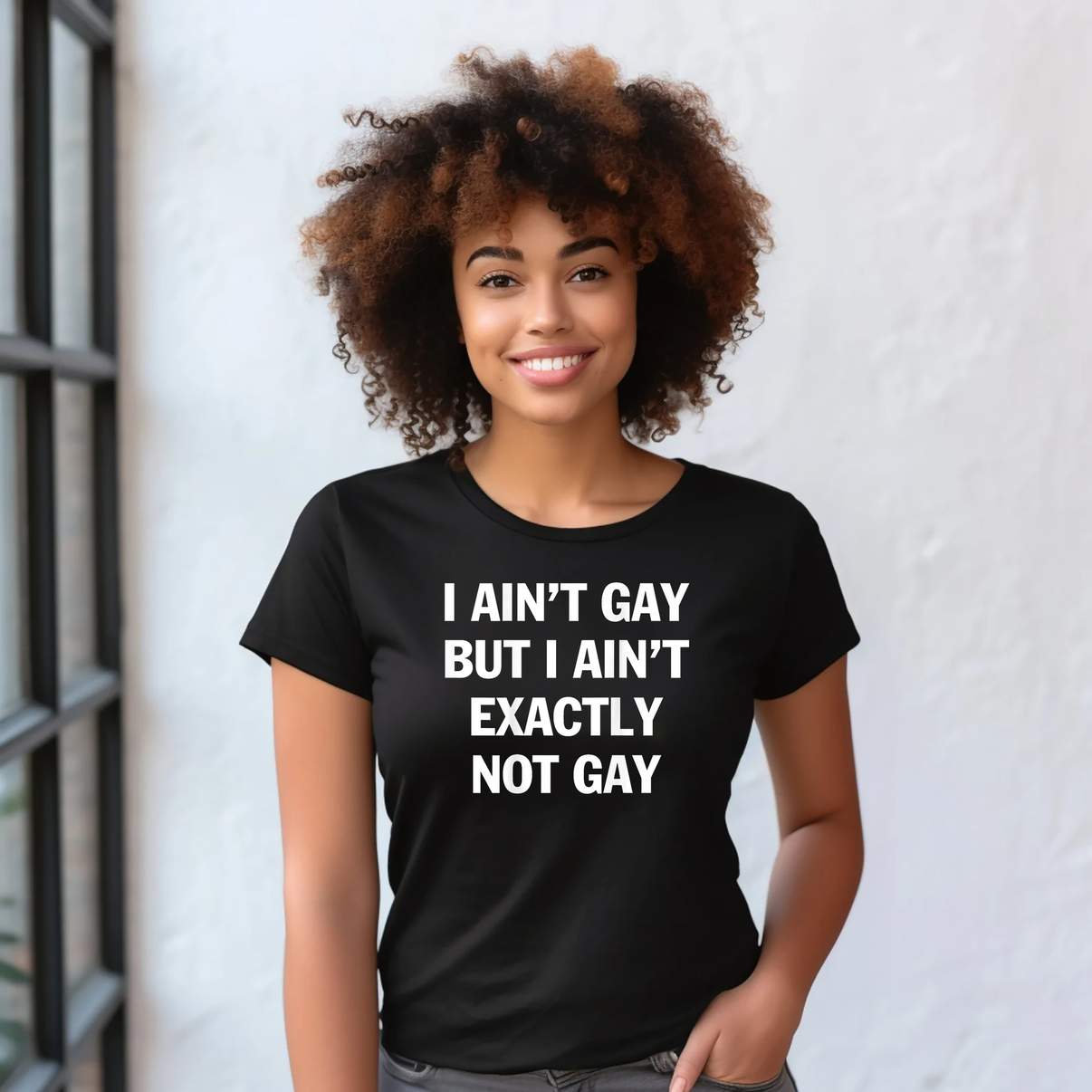 I Aint Exactly Not Gay Tee Shirt LGBT Pride Funny Meme Humor Graphic Design Mens