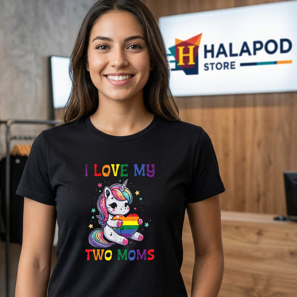 I Love My Two Moms LGBT TShirt Unicorn LGBTQ Ally Gay Pride Month Graphic Kids