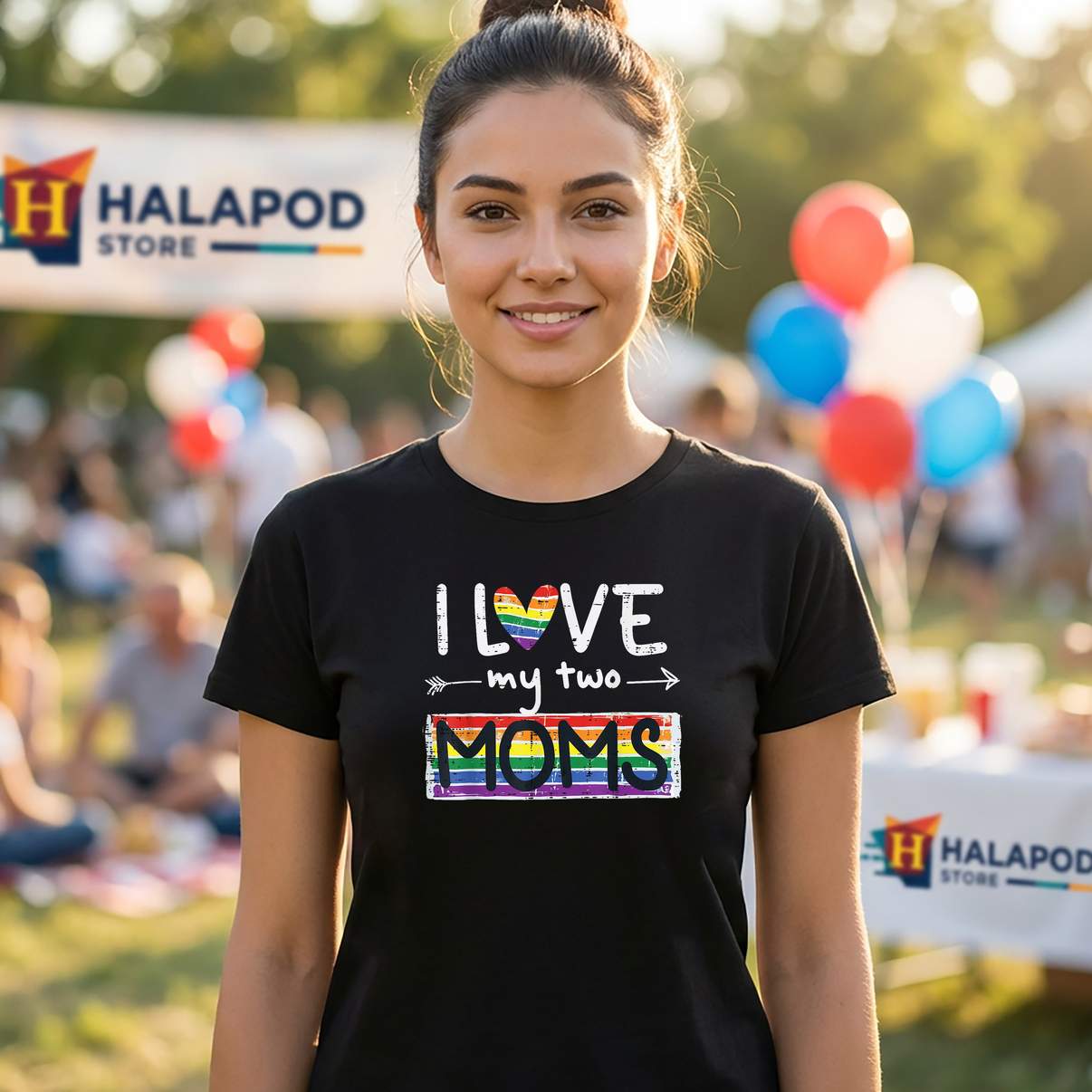 I Love My Two Moms Rainbow Shirt Gay LGBTQ Pride Ally Funny Graphic For Mens