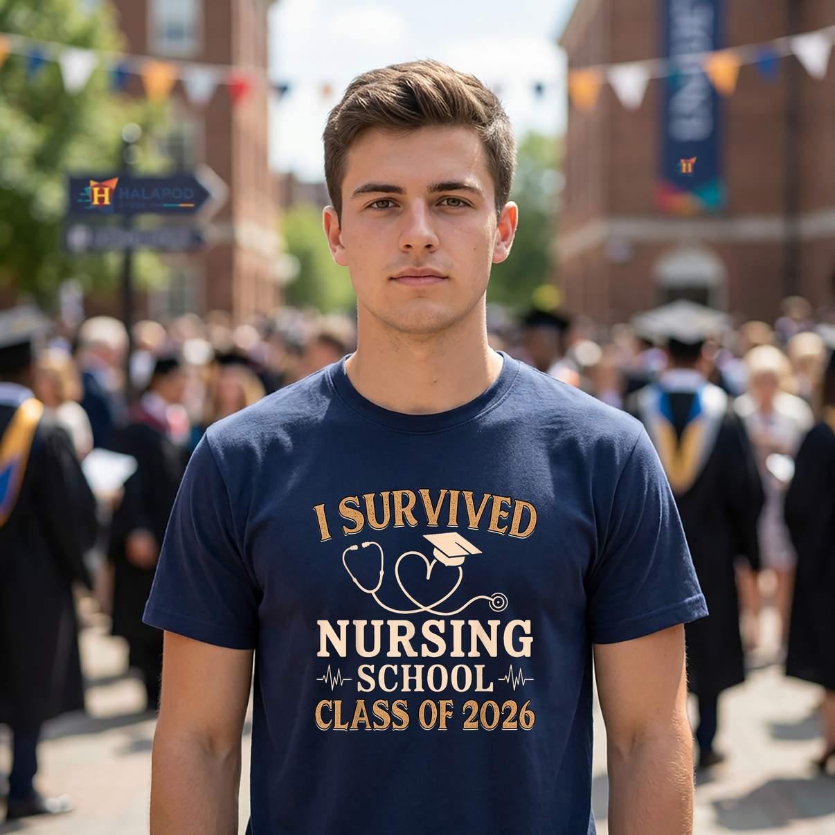 I Survived Nursing School Shirt Vintage Class Of 2026 Nurse Grad Graphic Mens