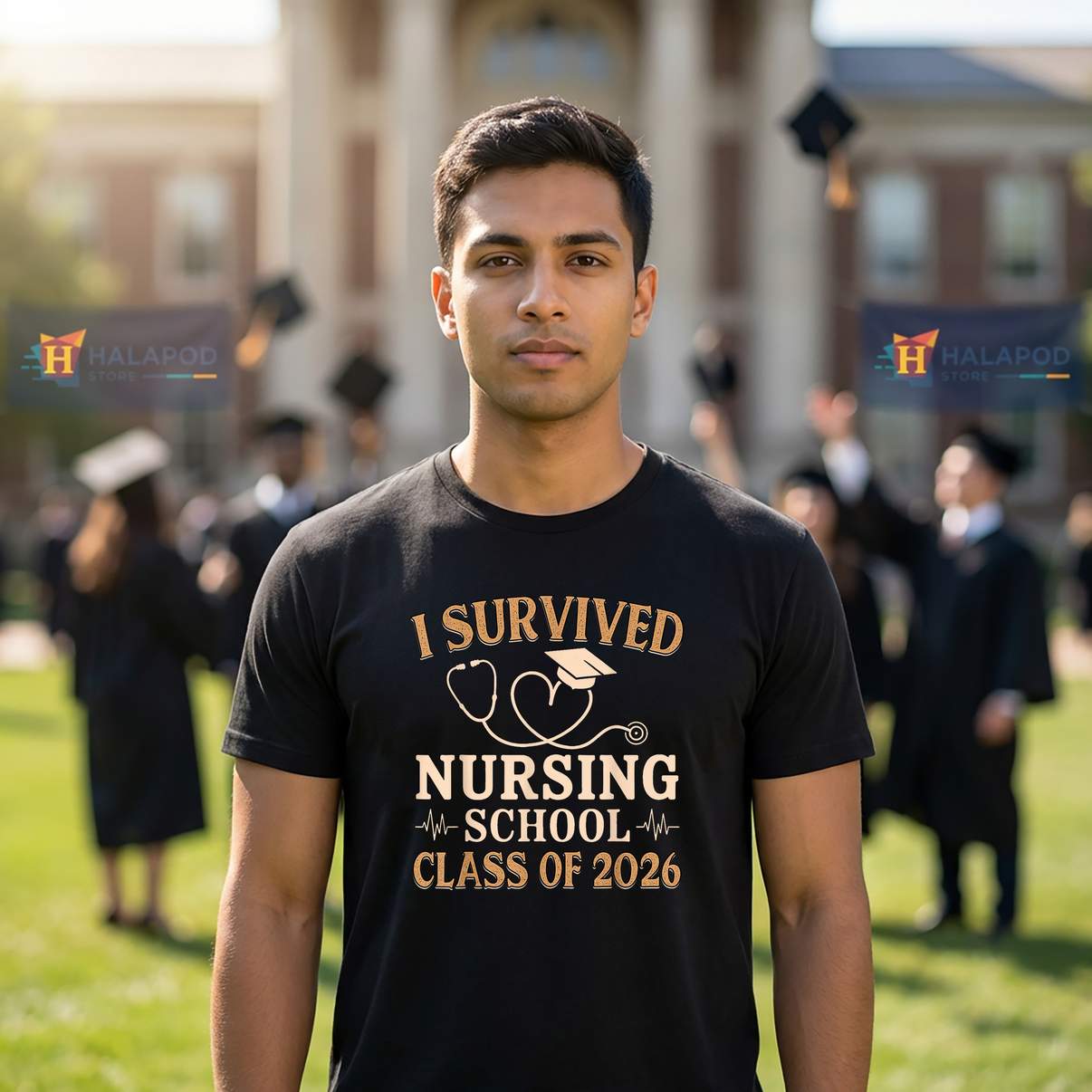 I Survived Nursing School T-Shirt Vintage Class Of 2026 Nurse Grad Graphic Mens