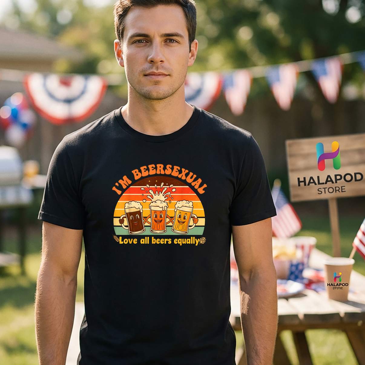 Im Beersexual Retro Funny TShirt Beer Lover Drinking LGBTQ Pride Graphic Mens