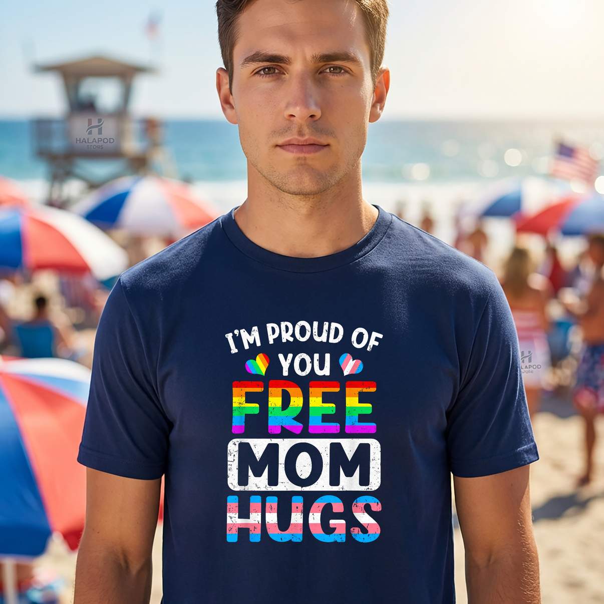 Im Proud Of You Free Mom Shirt Hugs LGBT LGBTQ Gay Pride Graphic Design Mens