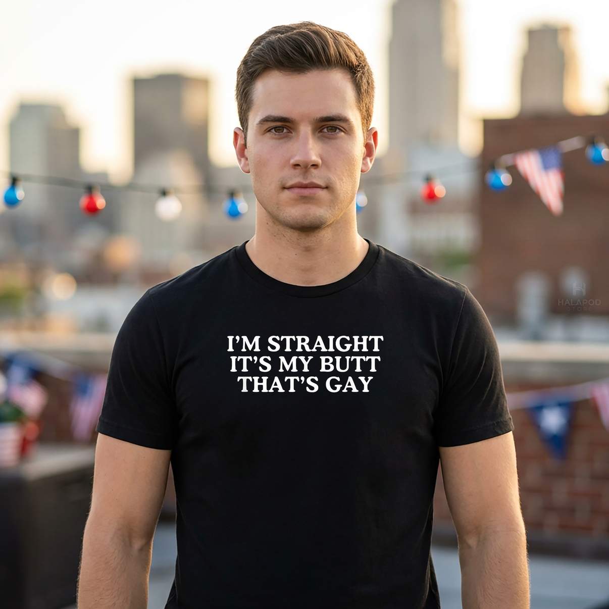 Im Straight Its My Butt TShirt Thats Gay Unhinged LGBTQ Meme Graphic For Mens