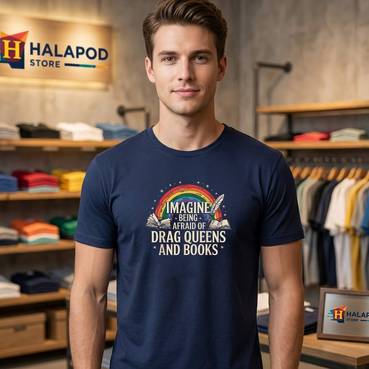 Imagine Being Afraid Of Tee Shirt Drag Queens And Books Funny LGBT Graphic Women