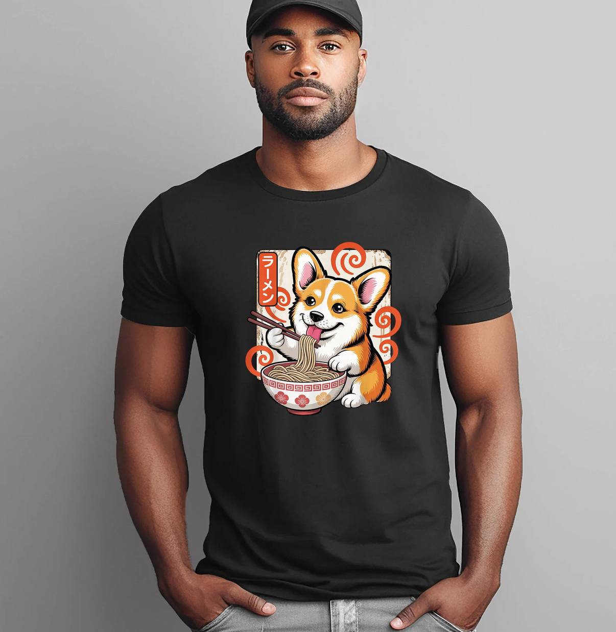 Japanese Japan Ramen Corgi Shirt Owner Dog Trainer Kawaii Graphic Mens