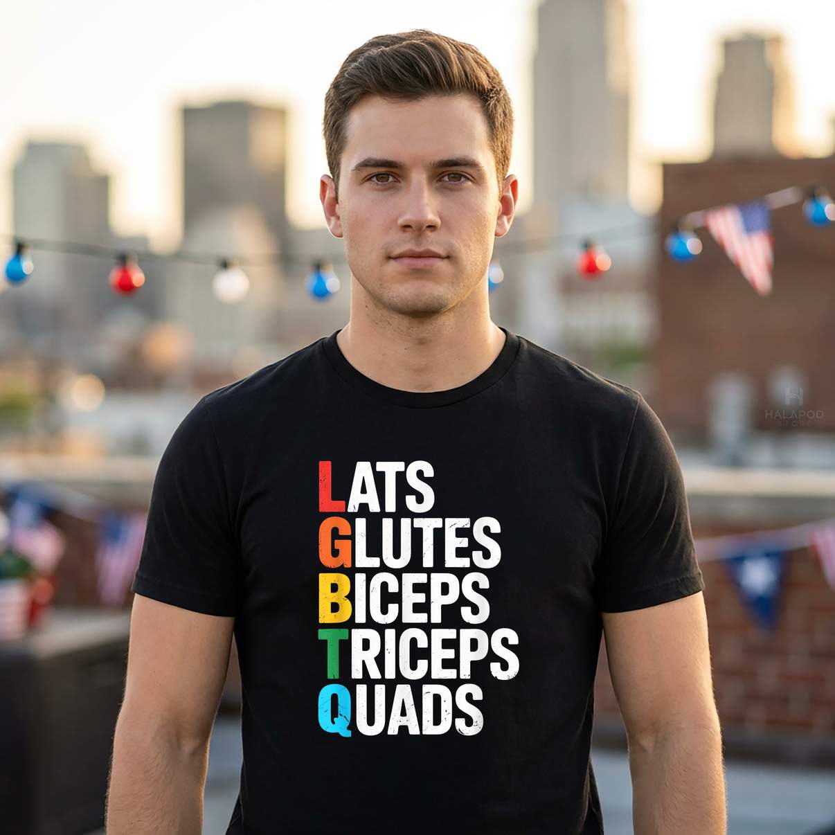 Lats Glutes Biceps Triceps Tee Shirt Quads Funny LGBTQ Gym Gay Pride Graphic Men