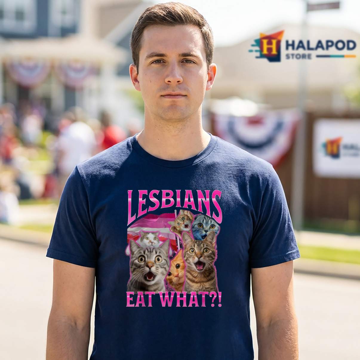Lesbians Eat What Funny Tee Shirt Cats Gay Pride LGBTQ Meme Graphic Design For Men