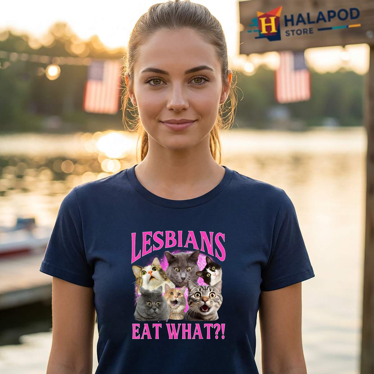 Lesbians Eat What Gay Pride Tee Shirt Funny Cat LGBTQ Pun Bootleg Graphic Mens